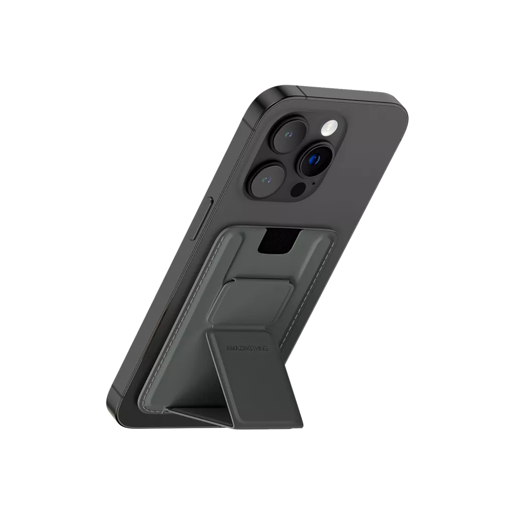 AMAZINGthing - Smoothie Pro - Magnetic MagSafe Phone Grip, Wallet & Stand - Grey