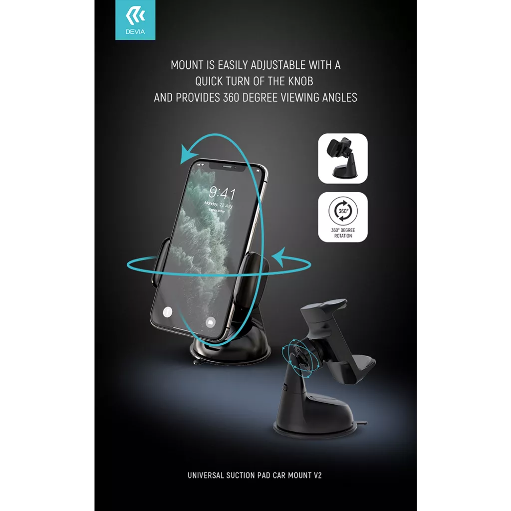 Devia - Sturdy Universal Car Mount Holder - Black