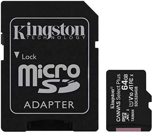 Kingston - Canvas Select Plus - MicroSD Class 10 Memory Card & SD Adapter - 64GB