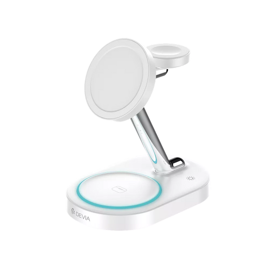 Devia - 15W Triple Wireless Magnetic Charging Pad for Apple iPhone, Airpods & Watch & Night Lamp - White