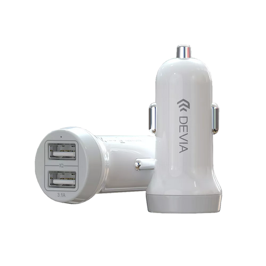Devia - 3.1A Dual USB Port Car Adapter - White