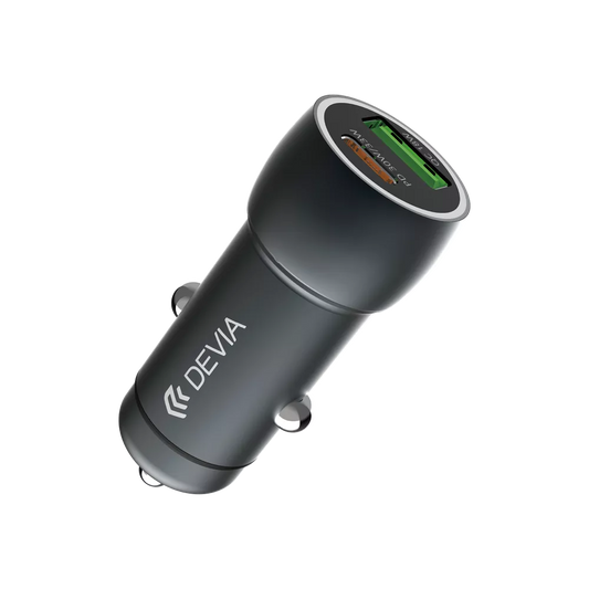 Devia - 30W Power Delivery USB-C & Qualcomm 3.0 USB Port Car Adapter - Black