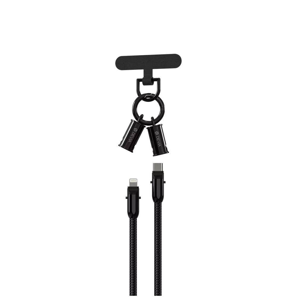 Devia - 1.2m (60W) Lanyard Woven Power Delivery - USB-C to USB-C Cable - Black