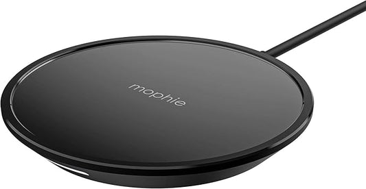 ZAGG mophie wireless charging pad mini - 7.5W Fast Charging - Made for Apple iPhone and AirPods - Polished Finish - Black (UK Plug)