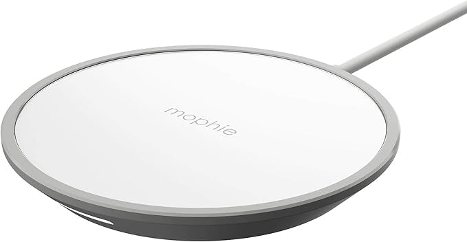 Mophie wireless charging pad mini - 7.5W Fast Charging - Made for Apple iPhone and AirPods - Polished Finish - White (UK Plug)