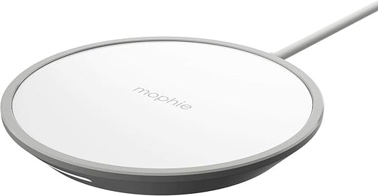 Mophie wireless charging pad mini - 7.5W Fast Charging - Made for Apple iPhone and AirPods - Polished Finish - White (UK Plug)