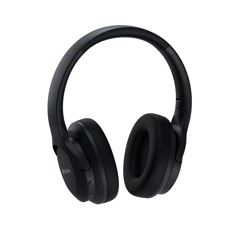 Devia - EarBass Pro - ANC Foldable On-Ear Wireless Headphones - BlacK
