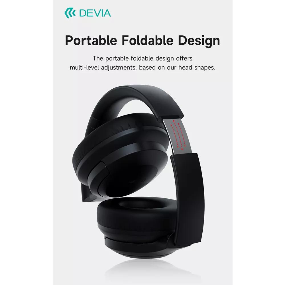 Devia - EarBass Pro - ANC Foldable On-Ear Wireless Headphones - BlacK