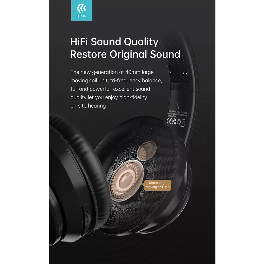 Devia - Kintone Foldable On-Ear Wireless HD Headphones - PURPLE