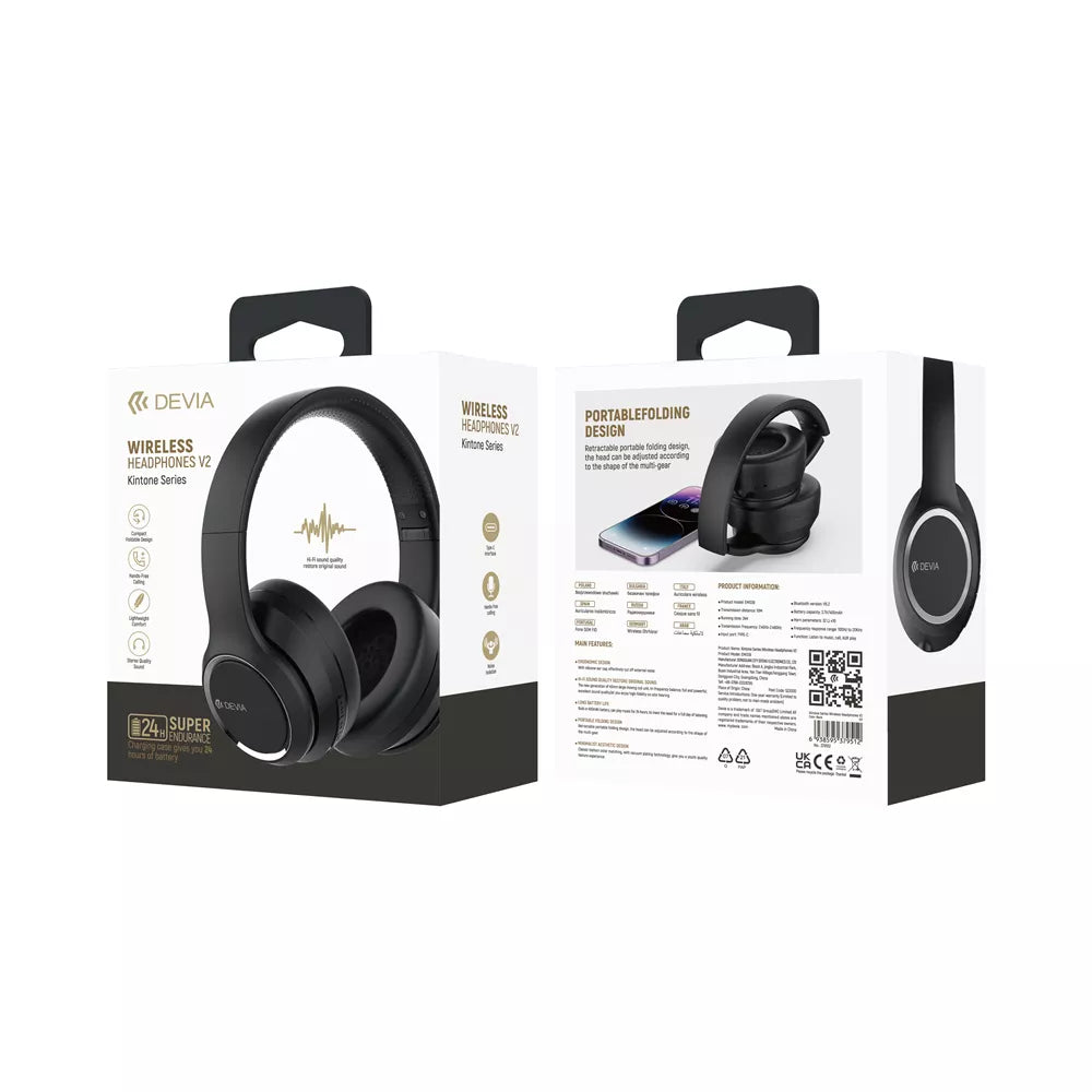 Devia - Kintone Foldable On-Ear Wireless HD Headphones - PURPLE