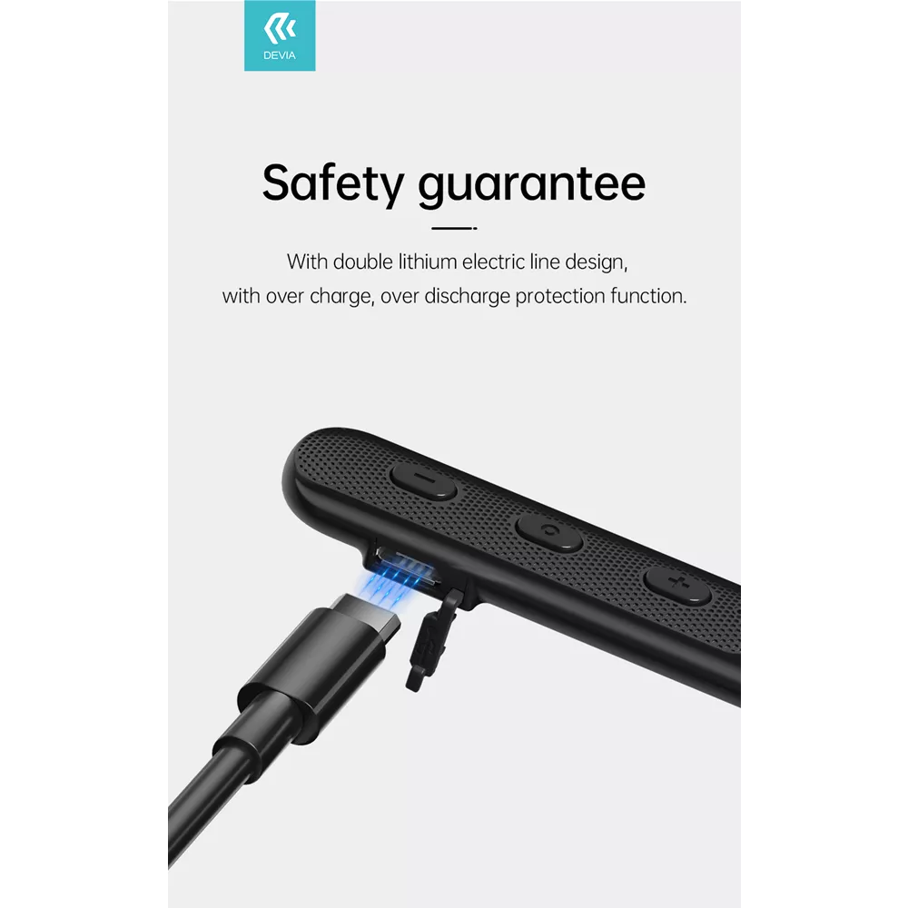 Devia - Bluetooth Magnetic HD Earphones Silicone Neckband - Black
