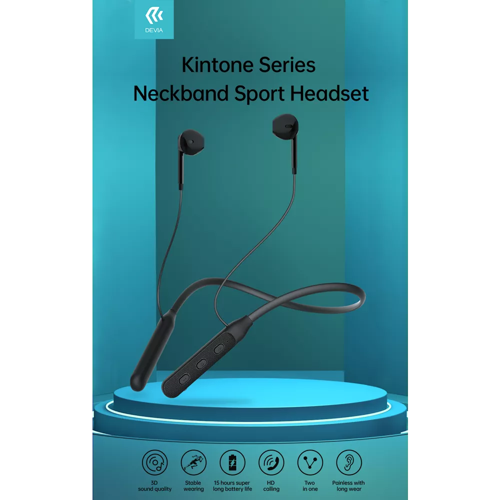 Devia - Bluetooth Magnetic HD Earphones Silicone Neckband - Black