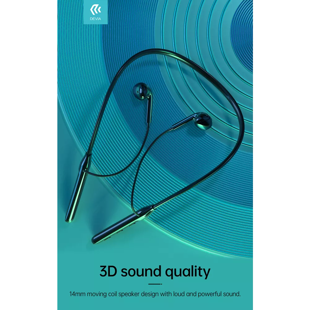 Devia - Bluetooth Magnetic HD Earphones Silicone Neckband - Black