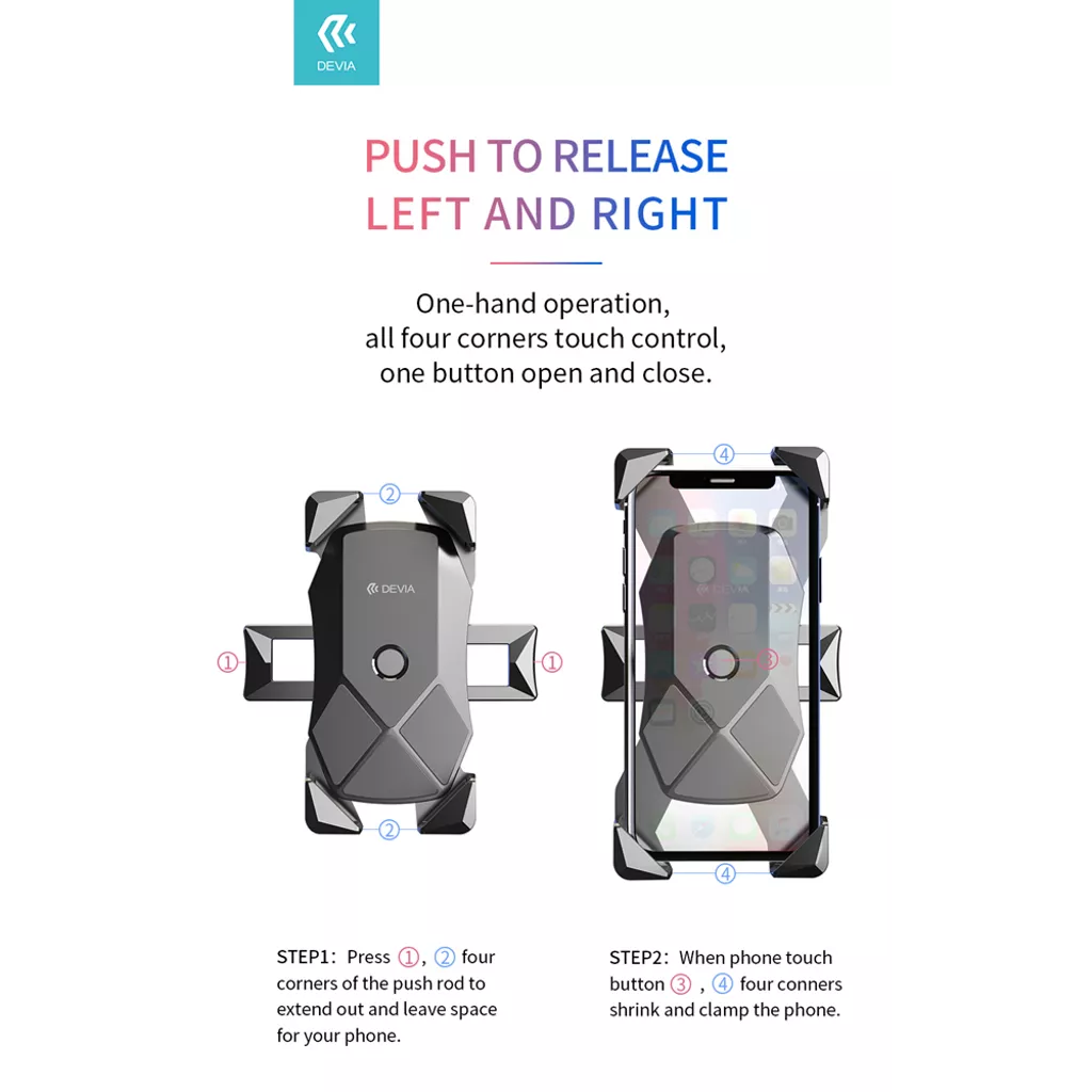 Devia - Universal Motorcycle, Bike & E-Scooter Mount Holder - Black