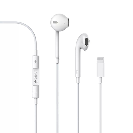 Devia - Lightning Earphones with Microphone & Volume Control - White