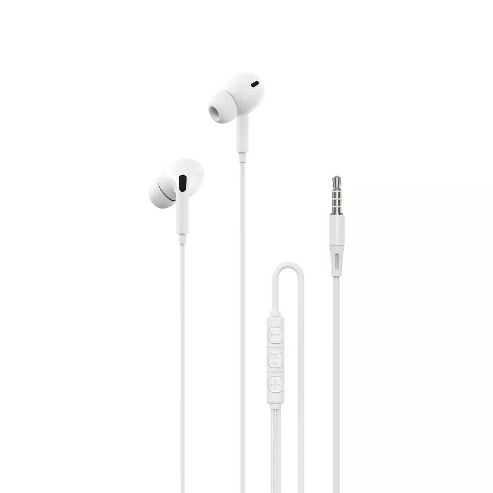Devia - 3.5mm In Earphones with Microphone & Volume Control - White