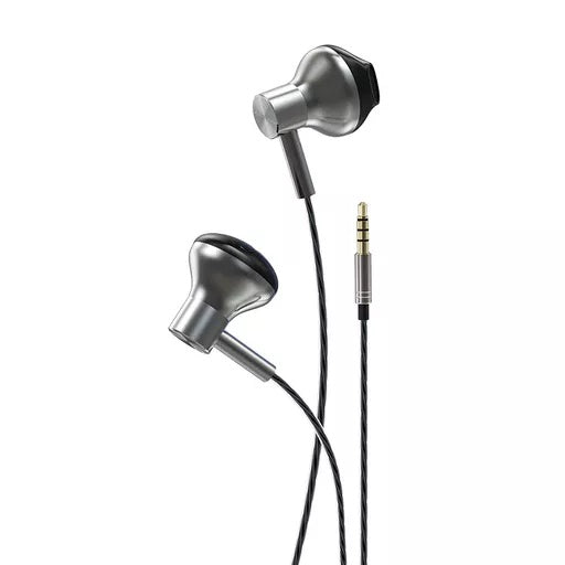 Devia – 3.5mm Metal Earphones with Microphone & Volume Control – Black
