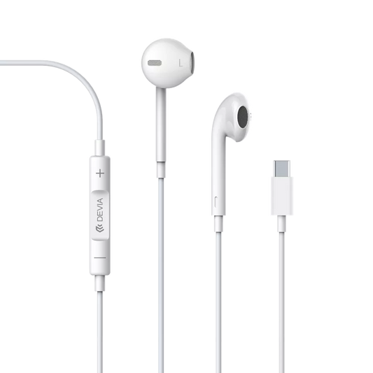 Devia - USB-C Earphones with Microphone & Volume Control - White