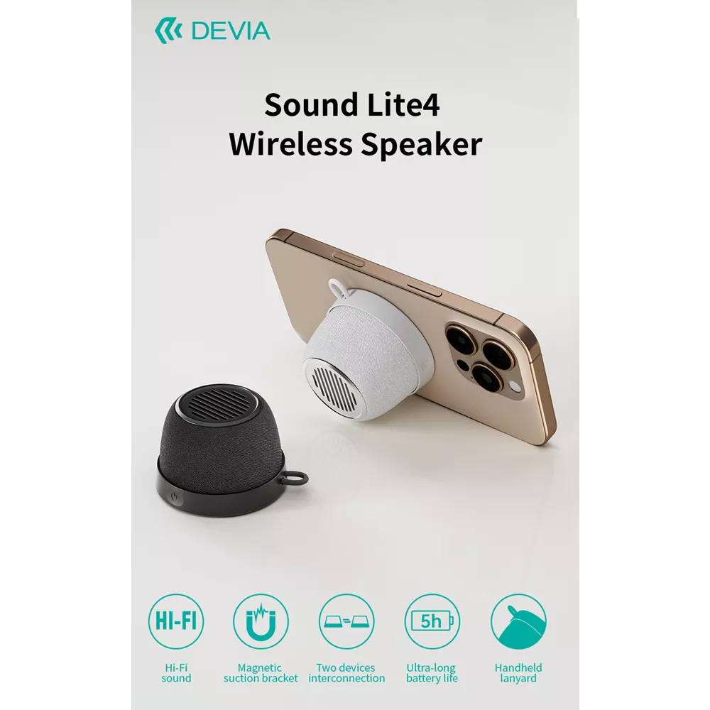 Devia - 5W Mini Multi-Surface MagSafe Bluetooth Wireless Speaker - Grey