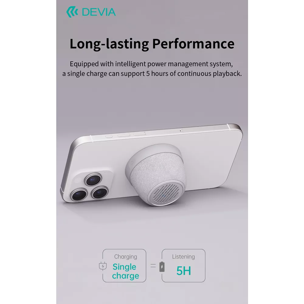 Devia - 5W Mini Multi-Surface MagSafe Bluetooth Wireless Speaker - Grey