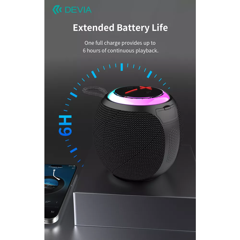 Devia - 5W SoundLite1 Bluetooth Wireless Speaker - Black