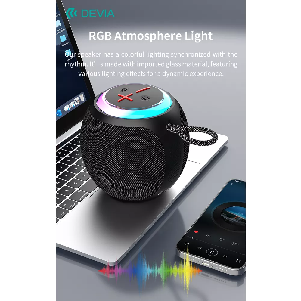 Devia - 5W SoundLite1 Bluetooth Wireless Speaker - Black