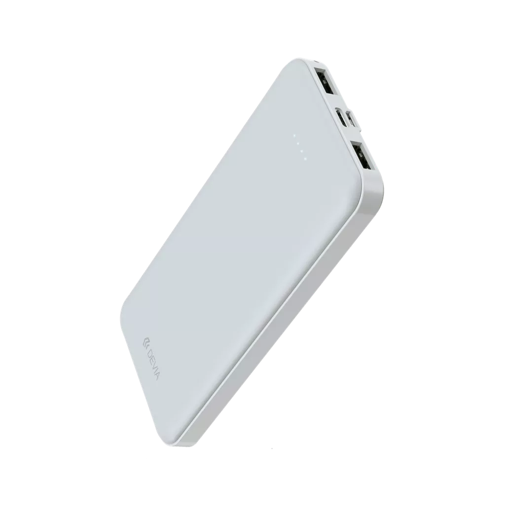 Devia - 10,000mAh Kintone Dual Port LED Indicator Powerbank - White