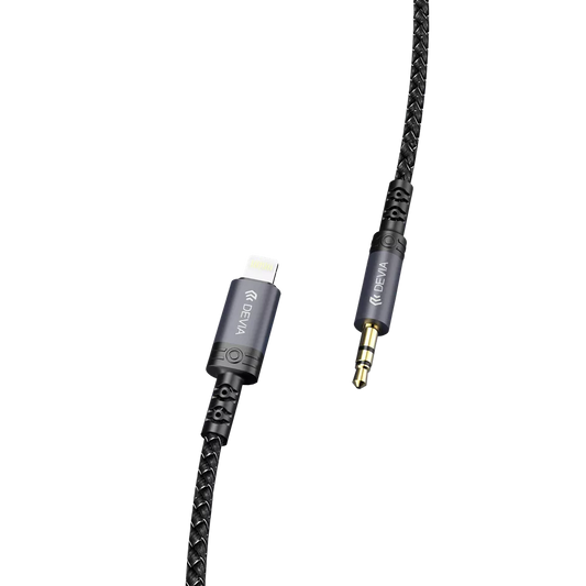 Devia - 1m Non-MFI Lightning to 3.5mm Woven Auxiliary Cable - Black