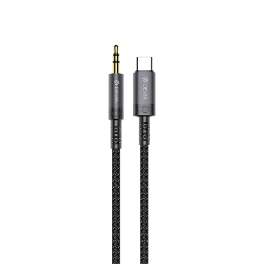Devia - 1m USB-C to 3.5mm Woven Auxiliary Cable - Black