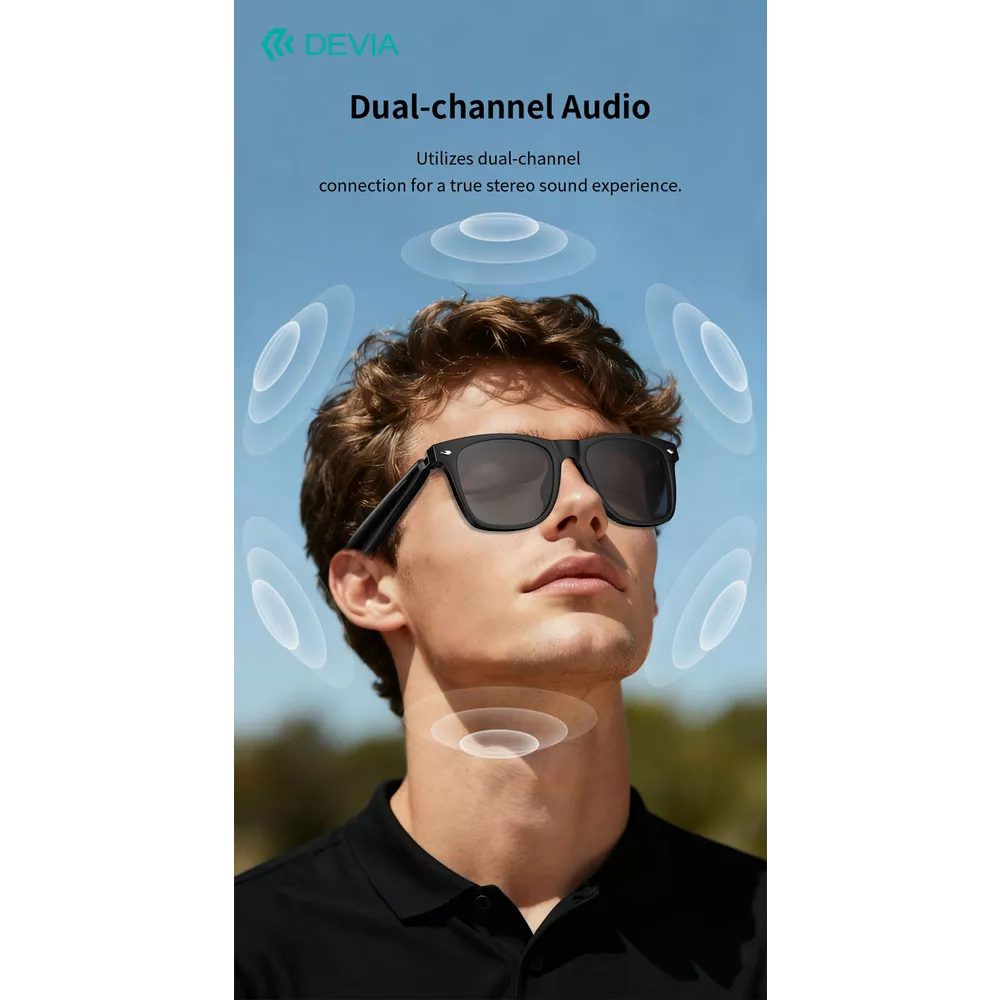 Devia - Lite1 - True Wireless Smart Sunglasses & Magnetic Charging - Black
