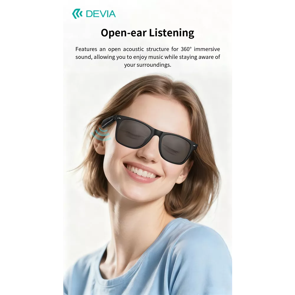 Devia - Lite1 - True Wireless Smart Sunglasses & Magnetic Charging - Black